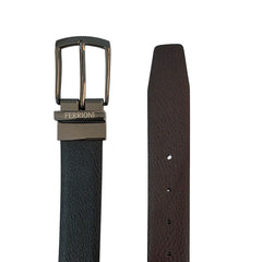 Cinturon Ferrioni Reversible Piel Genuina Negro Moka 34mm-42-44