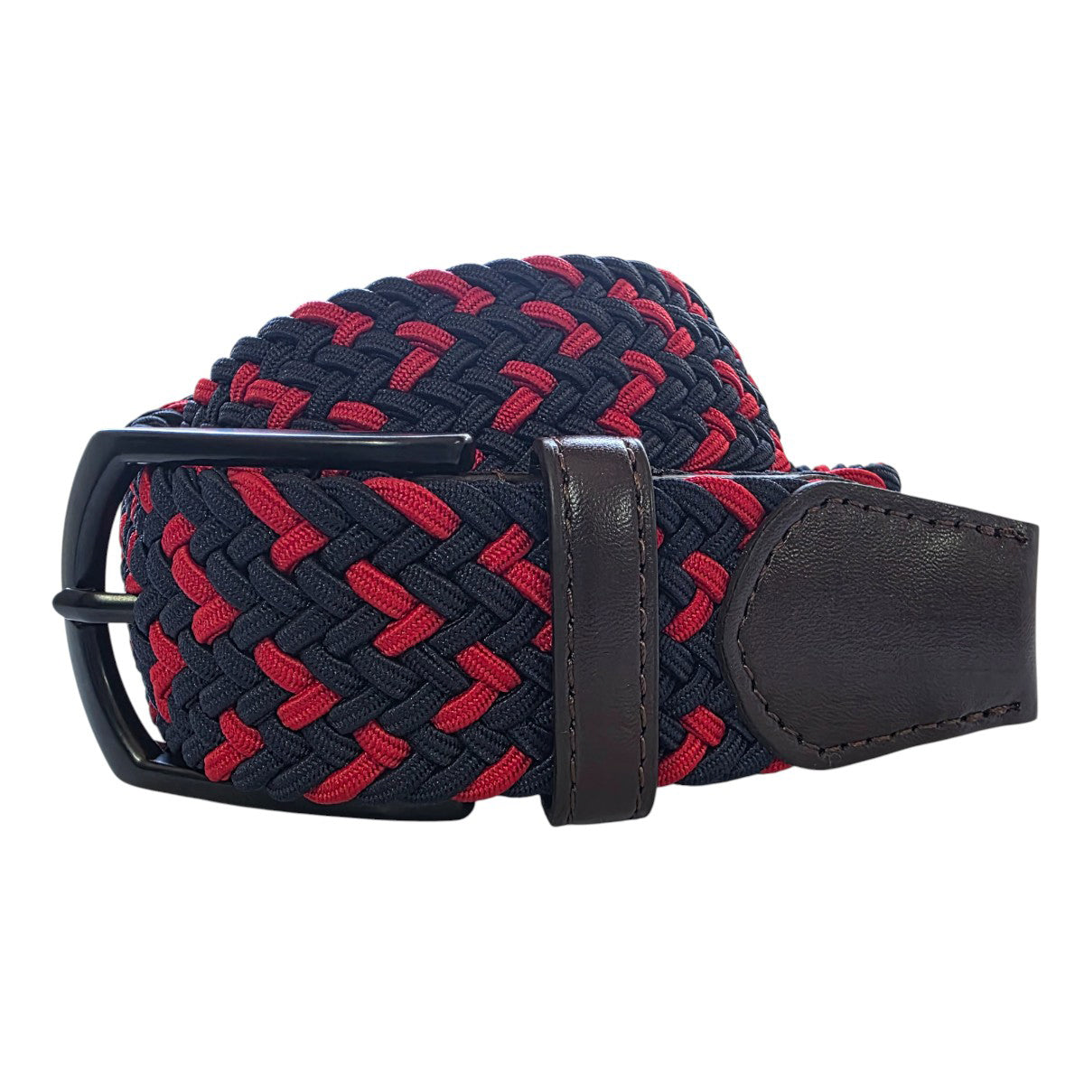Cinturón Ferrioni Textil Elástico Trenzado Azul Rojo Hombre-38-40