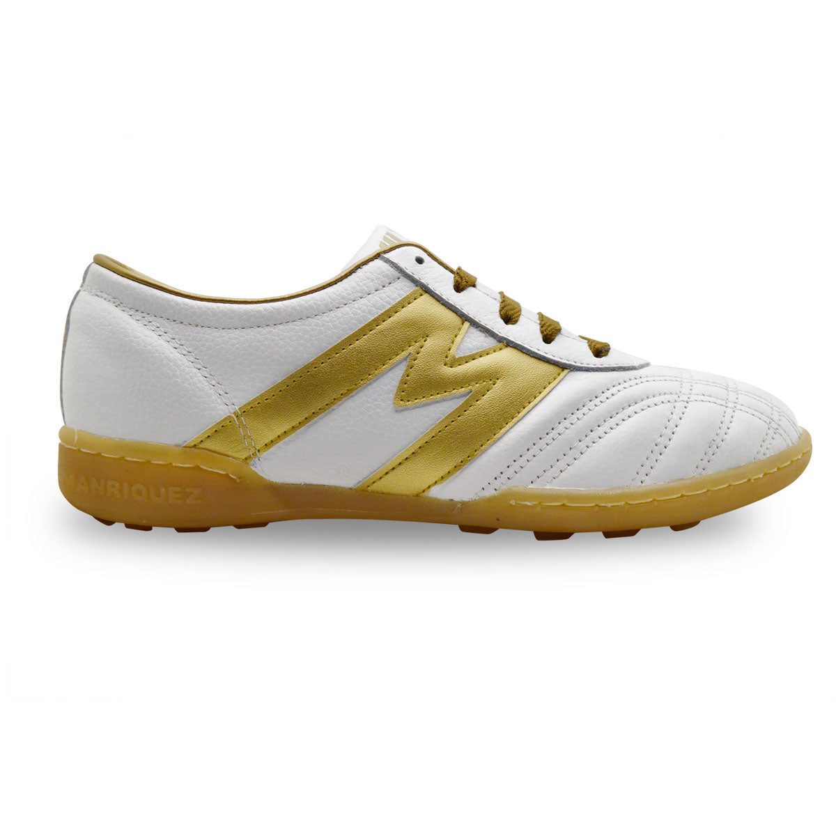 Tenis fútbol rápido Manriquez tachones turf blanco oro-28.5
