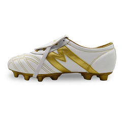 Tenis fútbol Manriquez tachones suela TPU hombre blanco oro-29