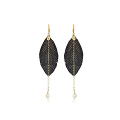 Aretes largos mujer accesorios VANGANIA con perla y cadena-8 CM
