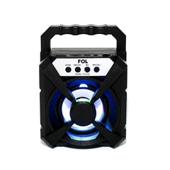 Bocina Bluetooth Portatil Fol 3 Pulgadas Fm Usb Luz Led - Negro