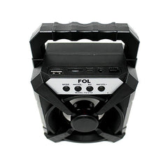Bocina Bluetooth Portatil Fol 3 Pulgadas Fm Usb Luz Led - Negro