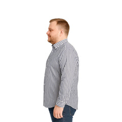 Camisa Big Kong Blanca Rayas Grises Hombre Grande Formal-2XL