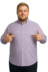 Camisa rayas morado para hombre Big Kong talla grande-4XL