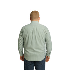 Camisa Big Kong Blanca Rayas Verdes Hombre Grande Formal-6XL