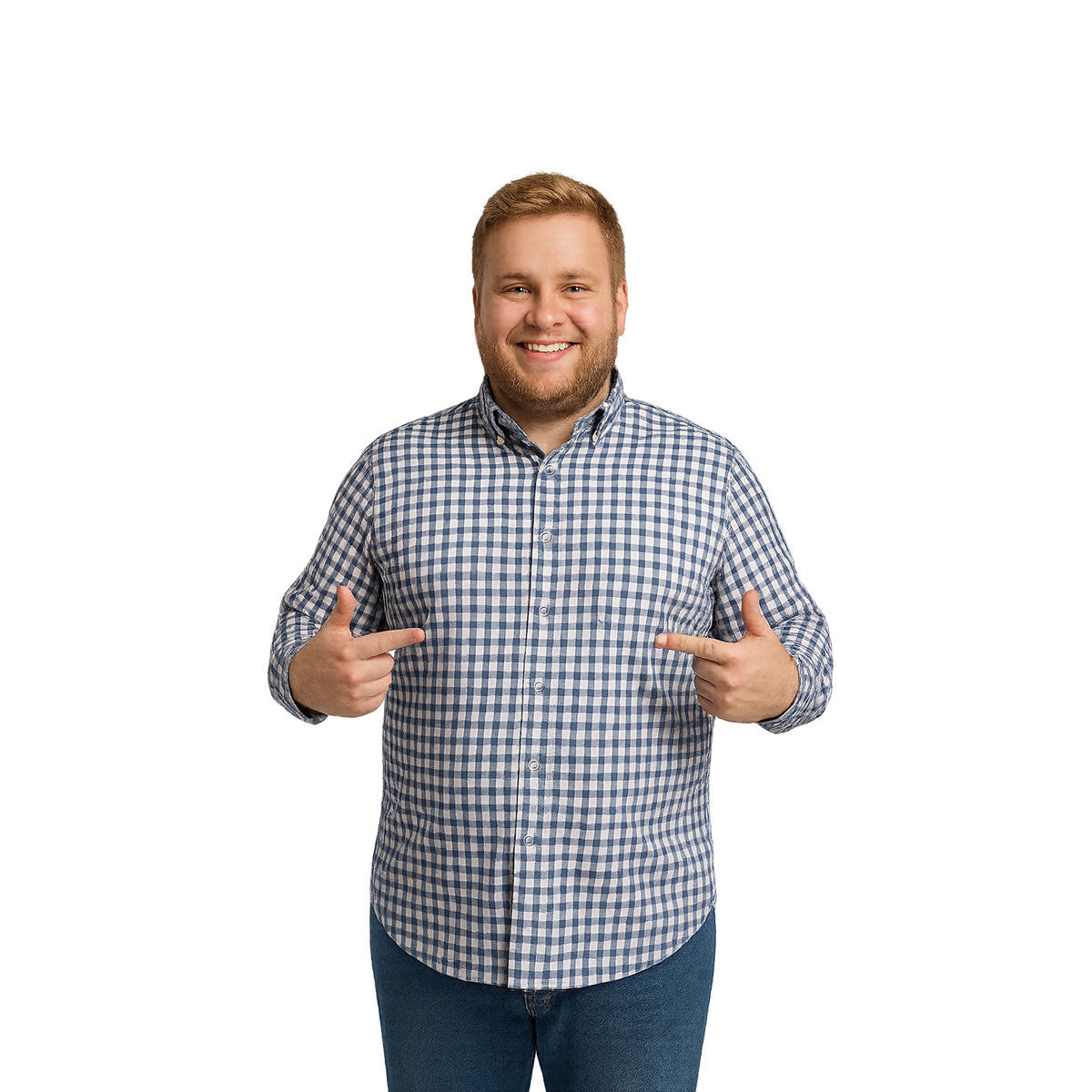 Camisa Big Kong Cuadros Azul Marino Hombre Talla Grande-4XL