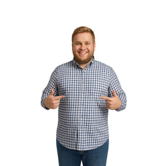 Camisa Big Kong Cuadros Azul Marino Hombre Talla Grande-2XL