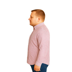 Camisa Big Kong manga larga cuadros rosa talla grande 3XL-3XL