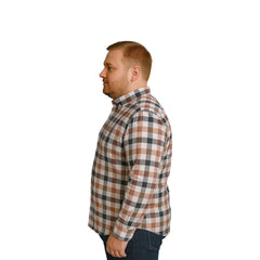 Camisa Big Kong Cuadros Rosa Café Hombre Grande Manga Larga-XL