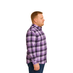 Camisa Big Kong Lila Cuadros Morado Hombre Grande Formal-2XL