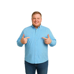 Camisa Big Kong USA Hombre Rayas Azul Turquesa Manga Larga-3XL