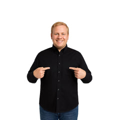 Camisa Big Kong Negra Lisa Hombre Grande Formal Manga Larga-XL