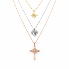 Set Triple Collar MOON & SELF Triquetra Celta Baño Oro 18k