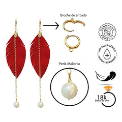 Aretes Largos Mujer Accesorios Vangania Con Perla Y Cadena