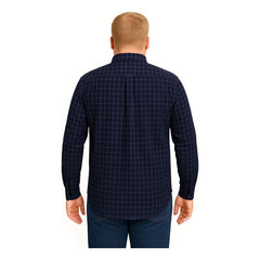 Camisa Big Kong Manga Larga Tallas Grandes Azul Cuadros