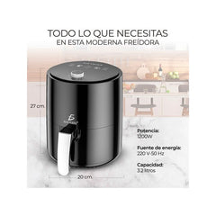 Freidora Eléctrica De Aire Multifunción 3.5l Ele-gate Negro