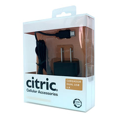 Cargador Dual Citric Micro Usb V8 100 Pz