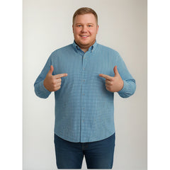 Camisa Big Kong Usa Hombre Rayas Azul Turquesa Manga Larga