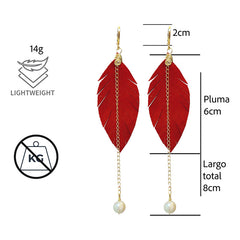 Aretes Largos Mujer Accesorios Vangania Con Perla Y Cadena