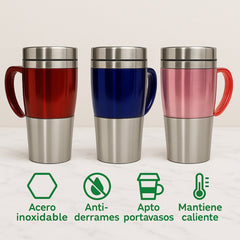 Set 3 Pzs Termo Domore Acero Inoxidable 450 Ml Lujo Colores