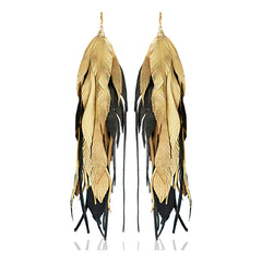Aretes Largos Mujer Plumas Maxi Raven Joyeria Mujer Vangania