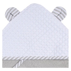 Toalla Bebé Gerber Capucha Y Mitón 100% Algodón Gris/blanco Color Gris