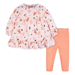 Conjunto Gerber Niña Vestido Y Leggings Color Naranja