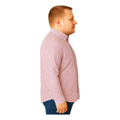 Camisa Big Kong Manga Larga Cuadros Rosa Y Azul Talla Grande