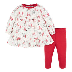 Conjunto Gerber Niña Blanco Rojo Con Vestido Y Leggings