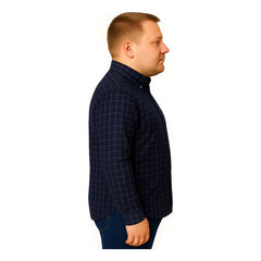 Camisa Big Kong Manga Larga Tallas Grandes Azul Cuadros