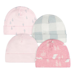 Gorro Gerber Rosa Bebé Pack 4 Piezas Recién Nacido Talla 3-6 M