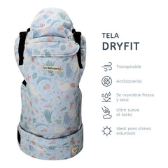 Portabebé Ergonómico Canguro La Rebozería Nukú Dryfit Bebé Color Paraiso Marino