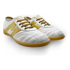 Tenis Fútbol Rápido Manriquez Tachones Turf Blanco Oro