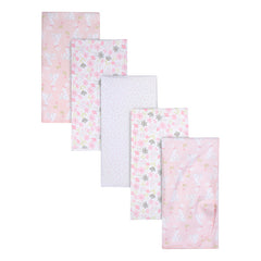 Mantas Gerber Algodón Blanco Rosa Set5 Pza Suaves Bebé 26hk