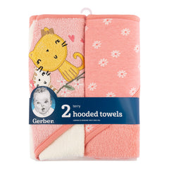 Set 2 Toallas Bebé Gerber Con Capucha Rosa 66×76 Cm Algodón