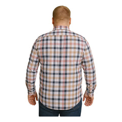 Camisa Big Kong Cuadros Rosa Café Hombre Grande Manga Larga