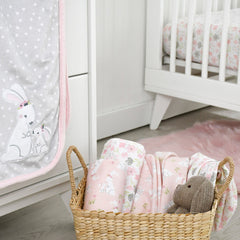 Mantas Gerber Algodón Blanco Rosa Set5 Pza Suaves Bebé 26hk