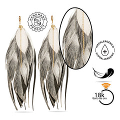 Aretes Largos Mujer De Plumas Vangania Joyería Mujer Boho