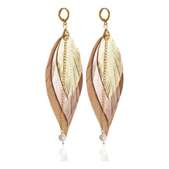 Aretes Largos Mujer De Plumas Gavilán Joyería Mujer Vangania