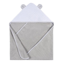 Toalla Bebé Gerber Capucha Y Mitón 100% Algodón Gris/blanco Color Gris