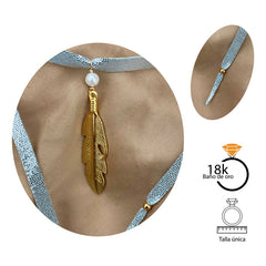 Gargantilla Vangania Plata Regalo Para Mujer Collar De Cuero