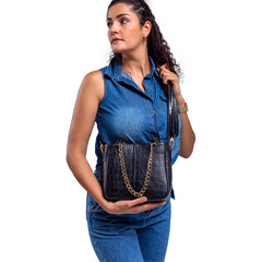 Bolsa Castelli Dama Croco Piel Genuina Correa Desmontable