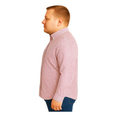 Camisa Big Kong Manga Larga Cuadros Rosa Y Azul Talla Grande