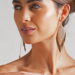 Aretes Largos Mujer De Plumas Gavilán Joyería Mujer Vangania