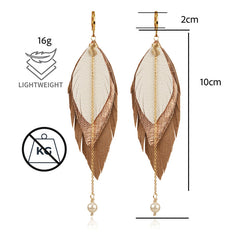 Aretes Largos Mujer De Plumas Gavilán Joyería Mujer Vangania