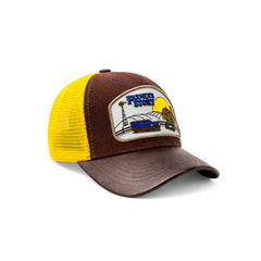 Gorra Barn Blue Trucker Ajustable Estilo Granja Farmer Agro amarillo