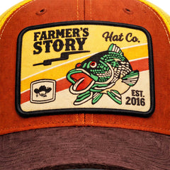 Gorra Knite Farmer Coi Amarillo Trucker Pesca Bass Ajustable naranja