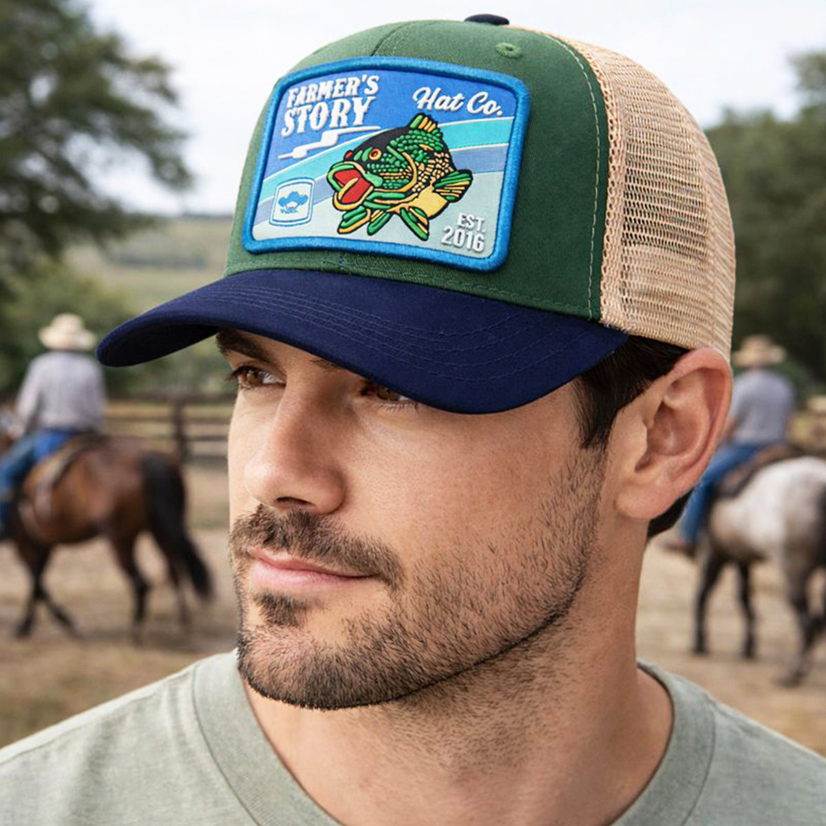 Gorra Knite Farmer Coi Azul Trucker Pesca Bass Ajustable verde