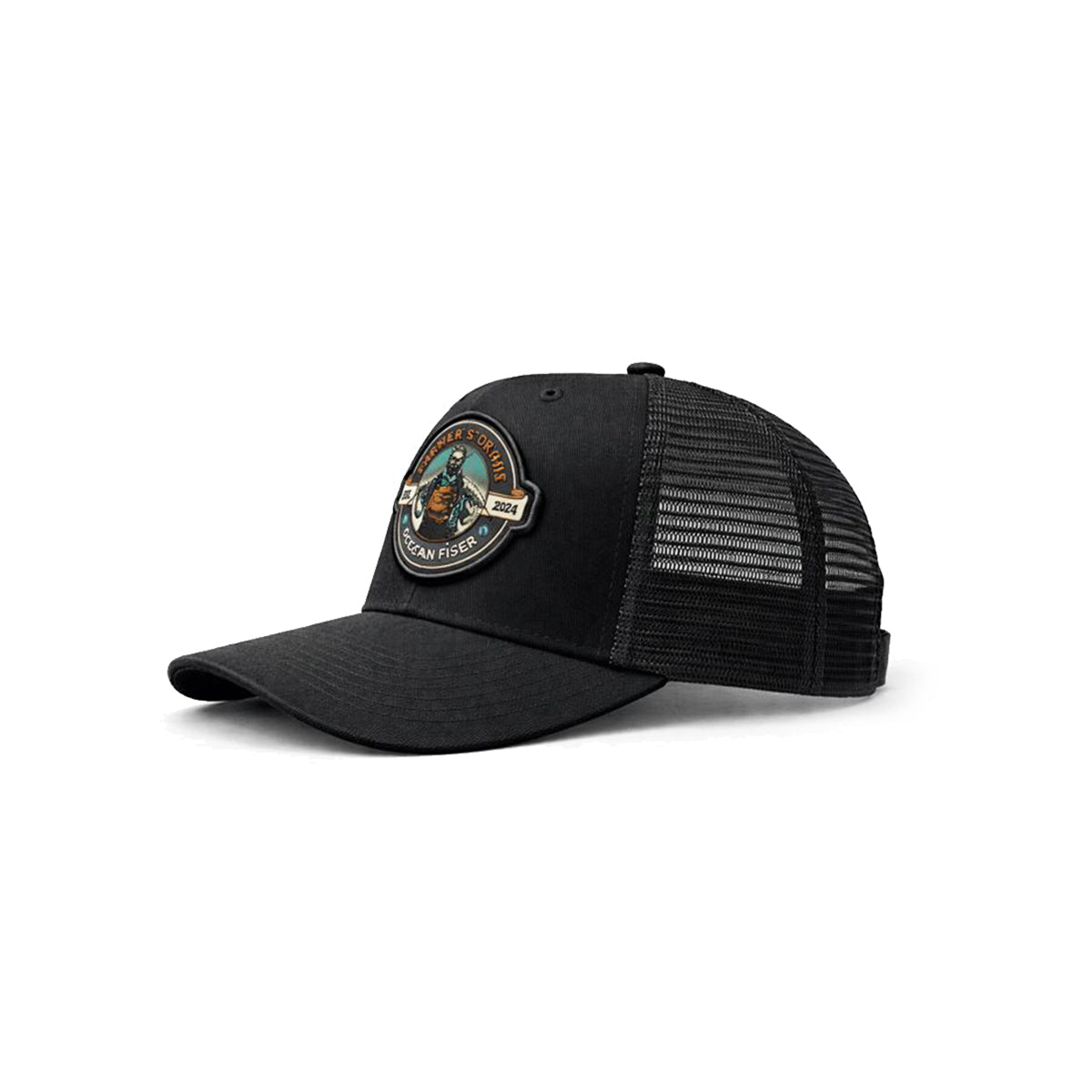 Gorra Knite Farmer Fisher Naranja Trucker Pesca Ocean negro